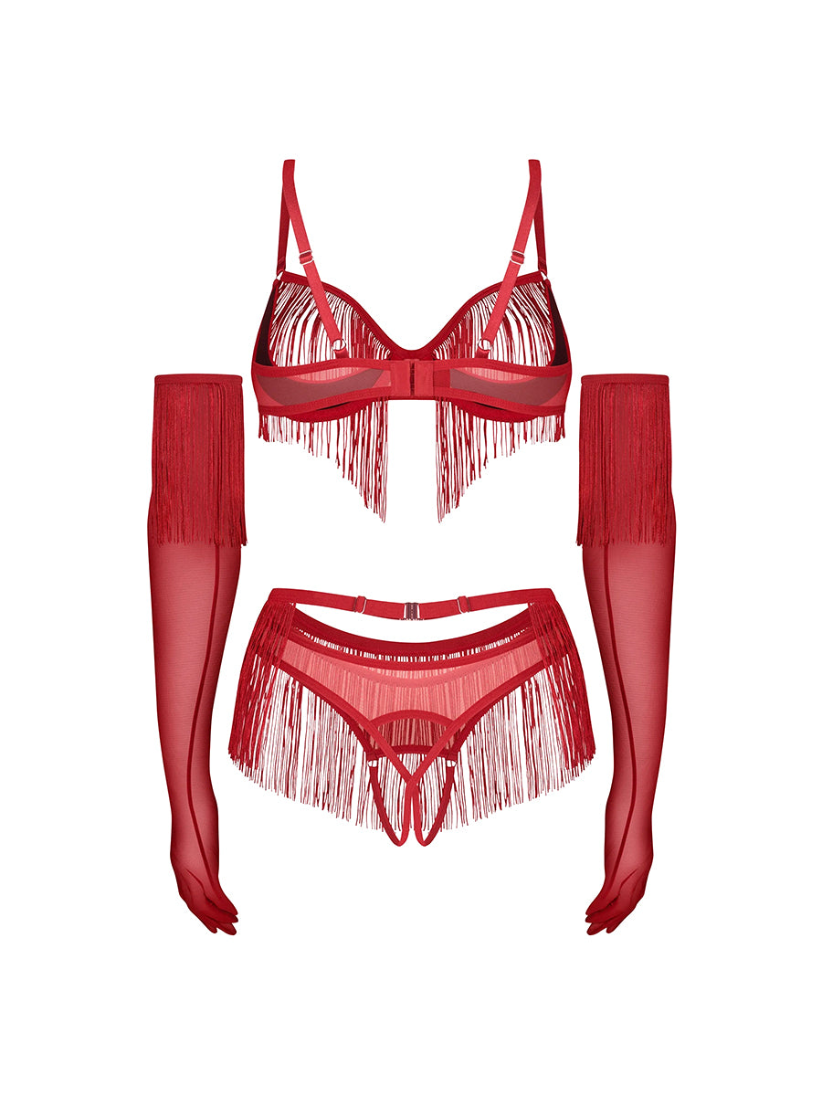 Obsessive Rossay fiery red lingerie set with matching opera-length gloves_06