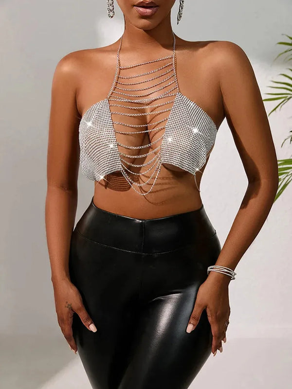 Neckholder-BH mit Strasssteinen