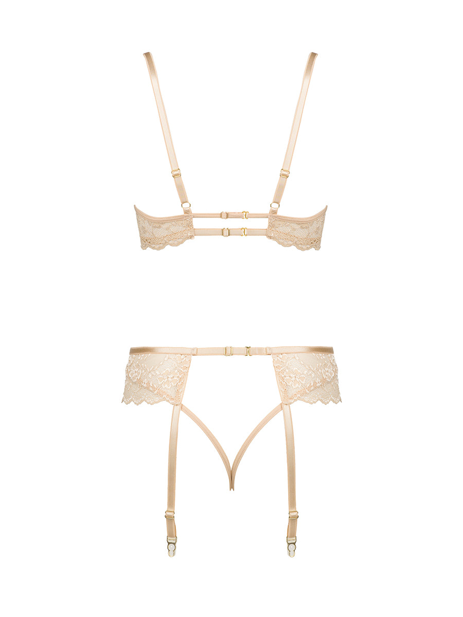 Rose Lace Lingerie Set with A Belt