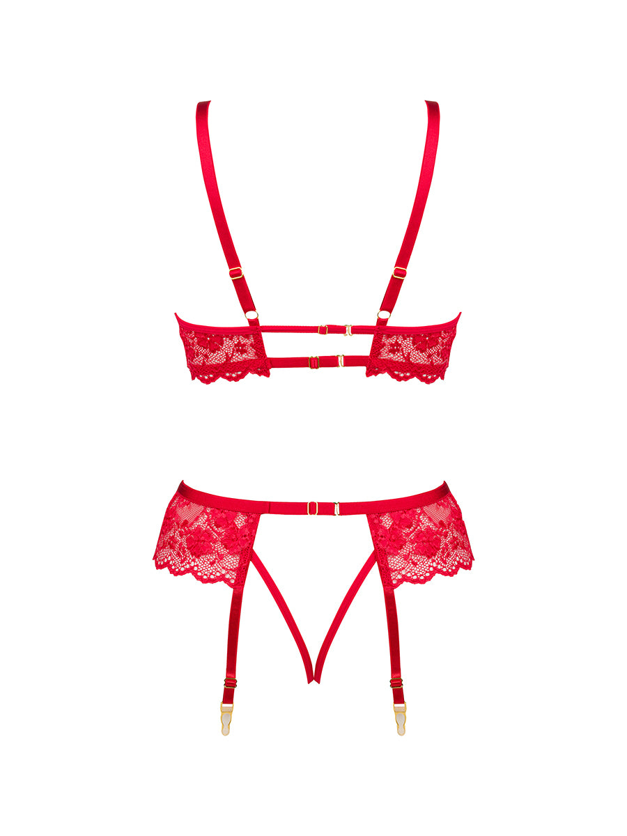 Rose Lace Lingerie Set with A Belt