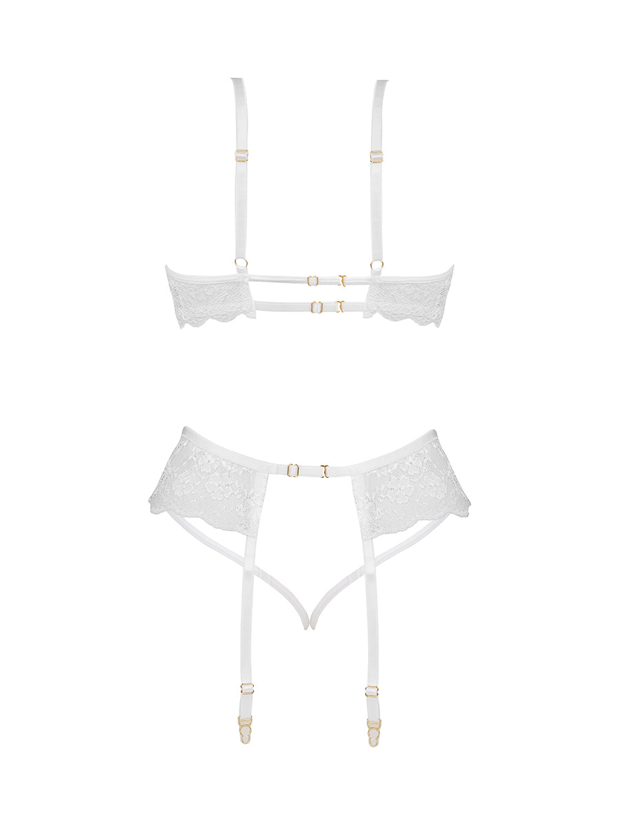 Rose Lace Lingerie Set with A Belt