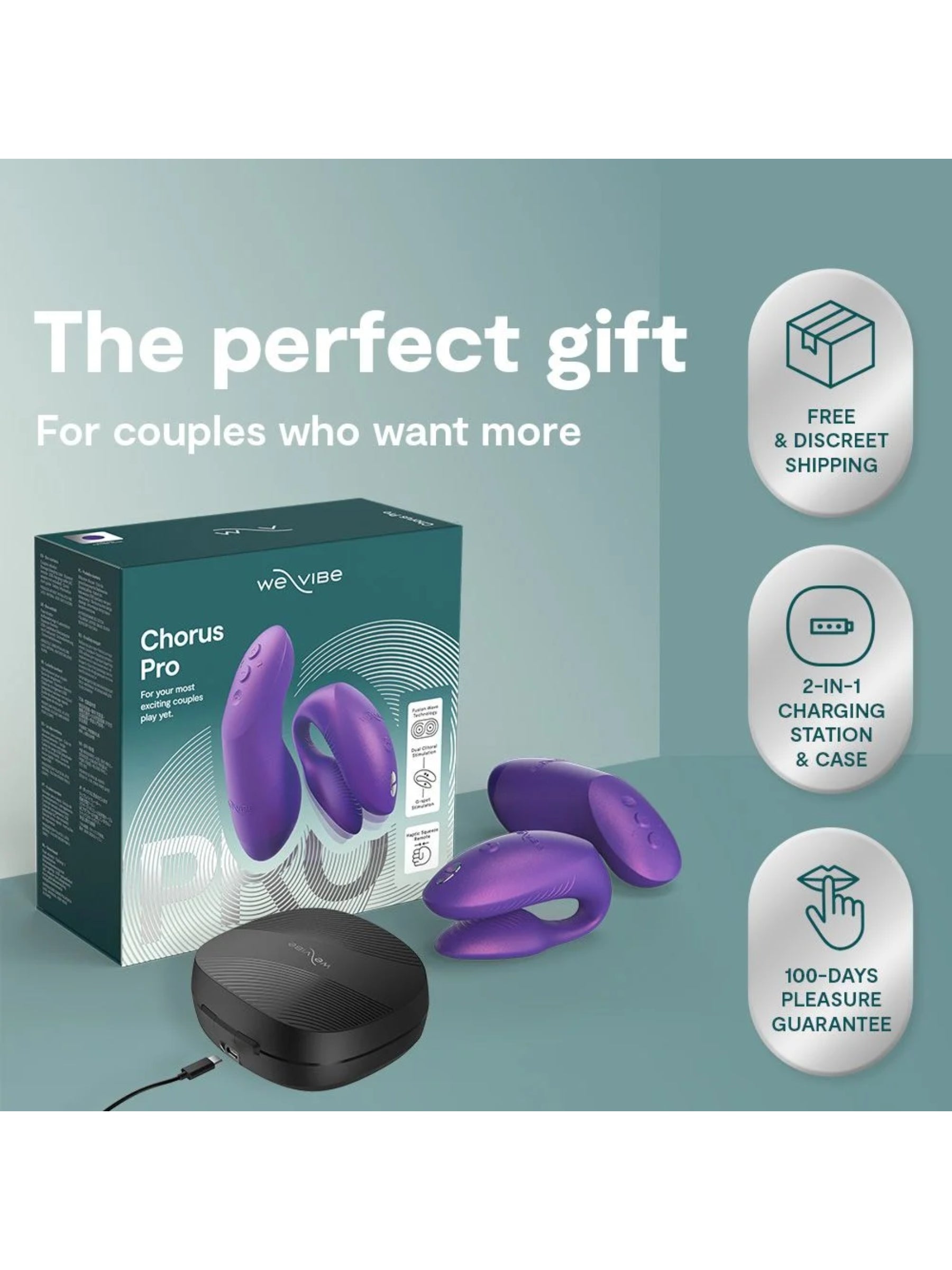 We-Vibe Chorus Pro immersive couples vibrator featuring a sensory squeeze remote and Fusion Wave Technology.