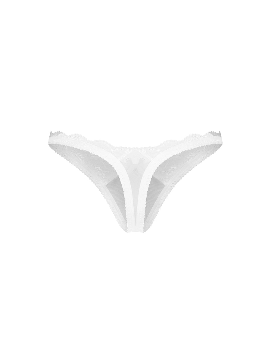 Obsessive Weddya white bridal thong panty with delicate lace edges