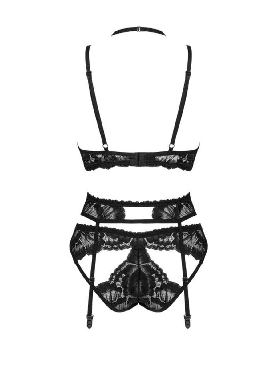 Alessya 3 Pcs Lingerie Set - Black