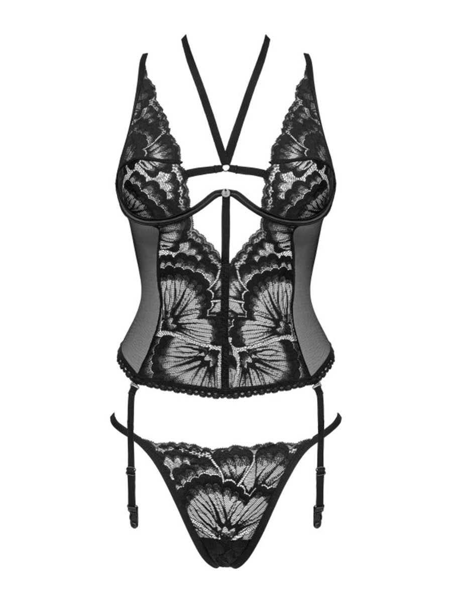 Alessya Black Lacy Corset & Thong