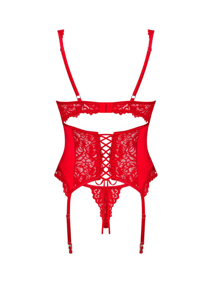 Amor Cherris Corset & Thong - Red