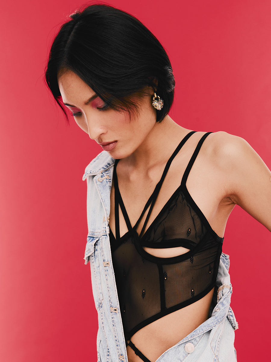 Anniverse Sepcial Top and Thong - Black