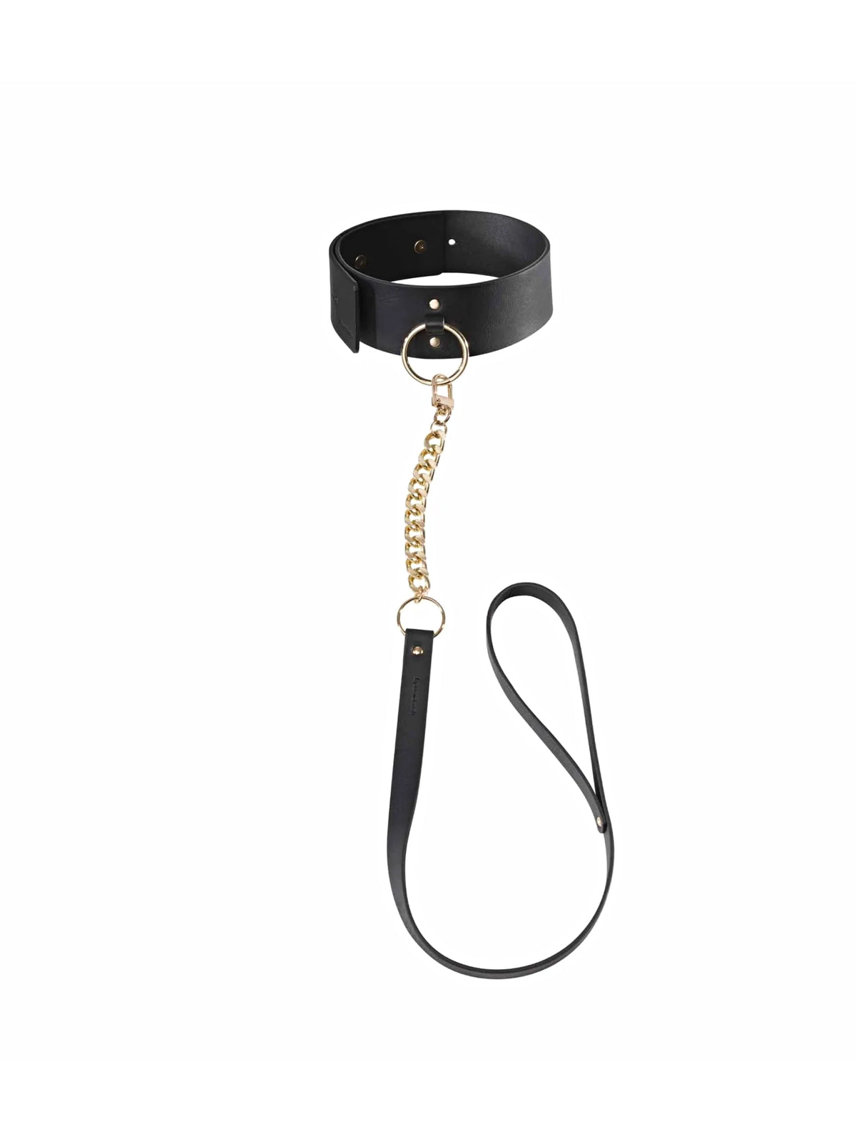 Bijoux Indiscrets MAZE Wide Choker and Leash set, showcasing a bold black design and elegant metal accents.