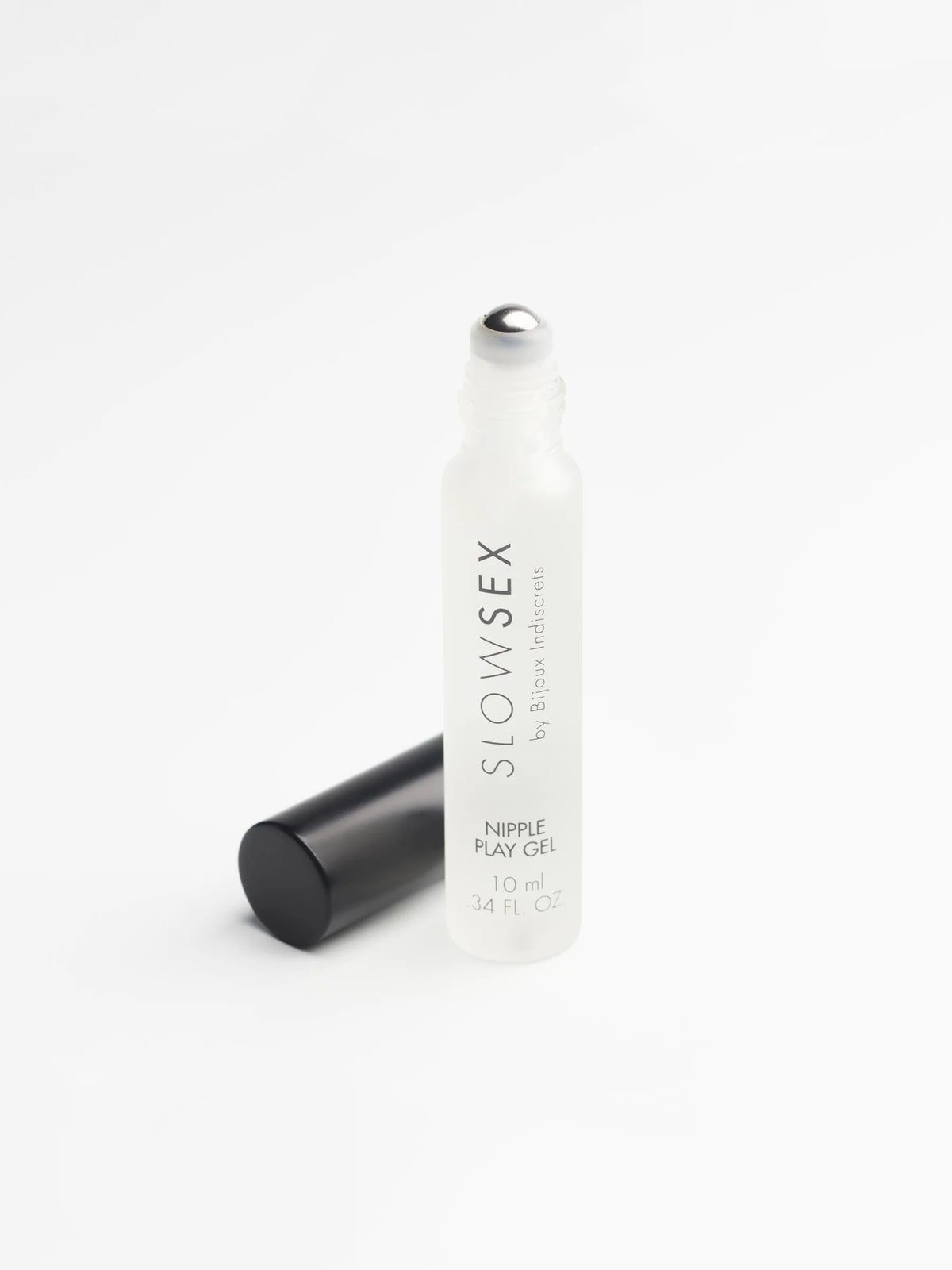 Bijoux Indiscrets cooling nipple play gel featuring a metallic roll-on applicator and the patented Frescolat molecule.