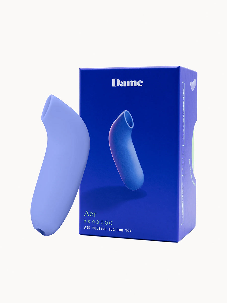 Dame Aer rhythmic suction stimulator offering aerodynamic pulses and medical-grade softness.