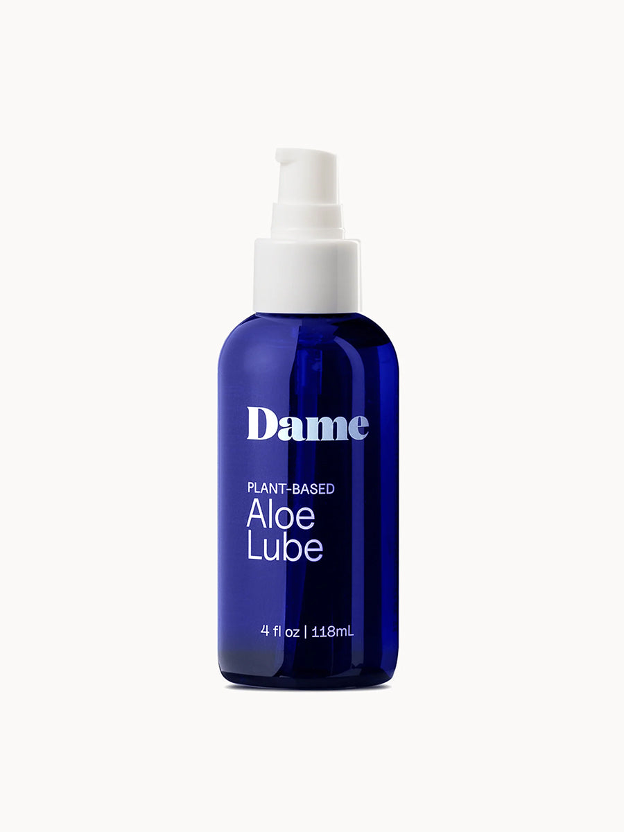 Dame organic aloe vera water-based personal lubricant in a minimalist bottle.
