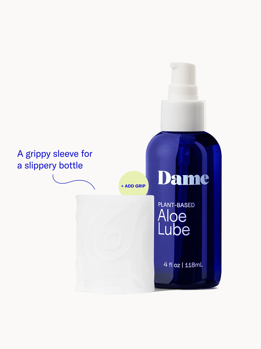 Dame organic aloe vera water-based personal lubricant in a minimalist bottle.