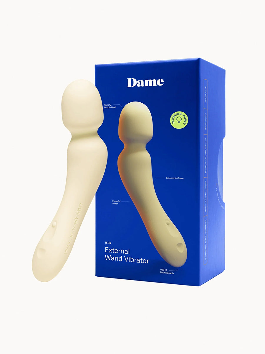 Dame Min compact flexible wand vibrator for broad, immersive sensory stimulation.