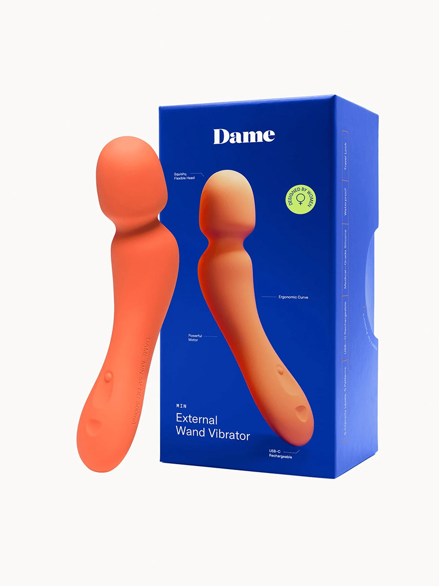 Dame Min compact flexible wand vibrator for broad, immersive sensory stimulation.