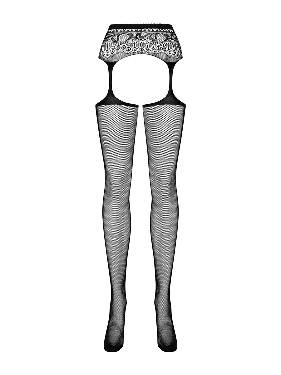 S307 Black Garter Stockings