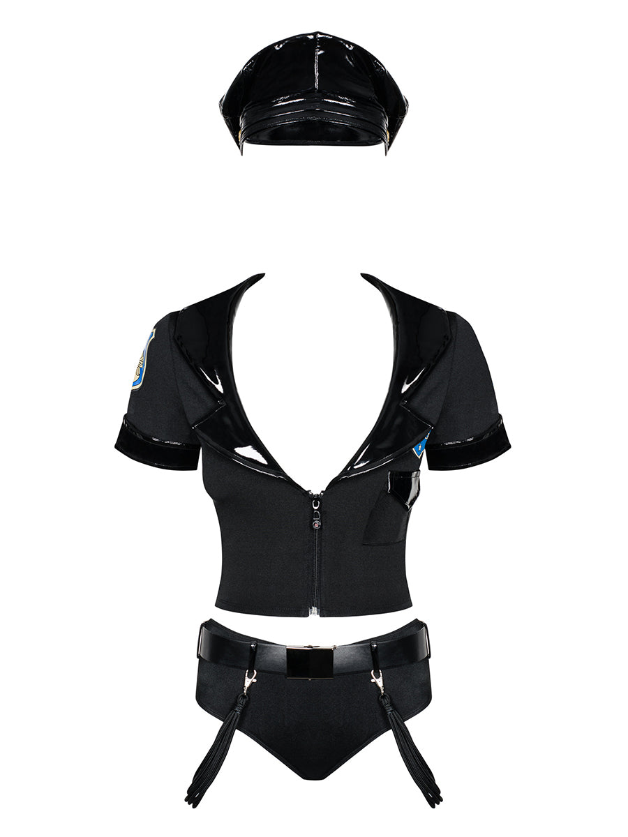 Policewoman 6 Pieces Costume - Black