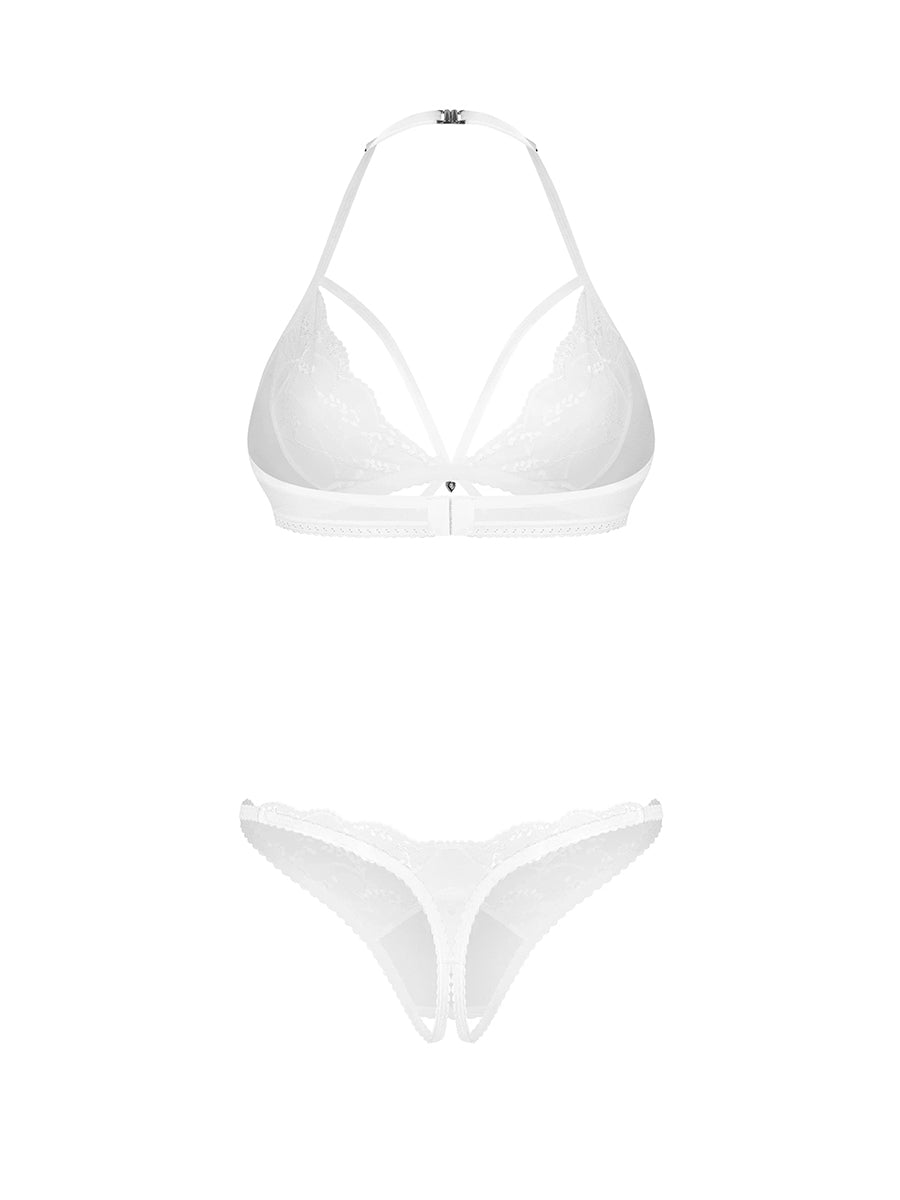 Obsessive Weddya white bridal lace lingerie set with interchangeable thongs_05