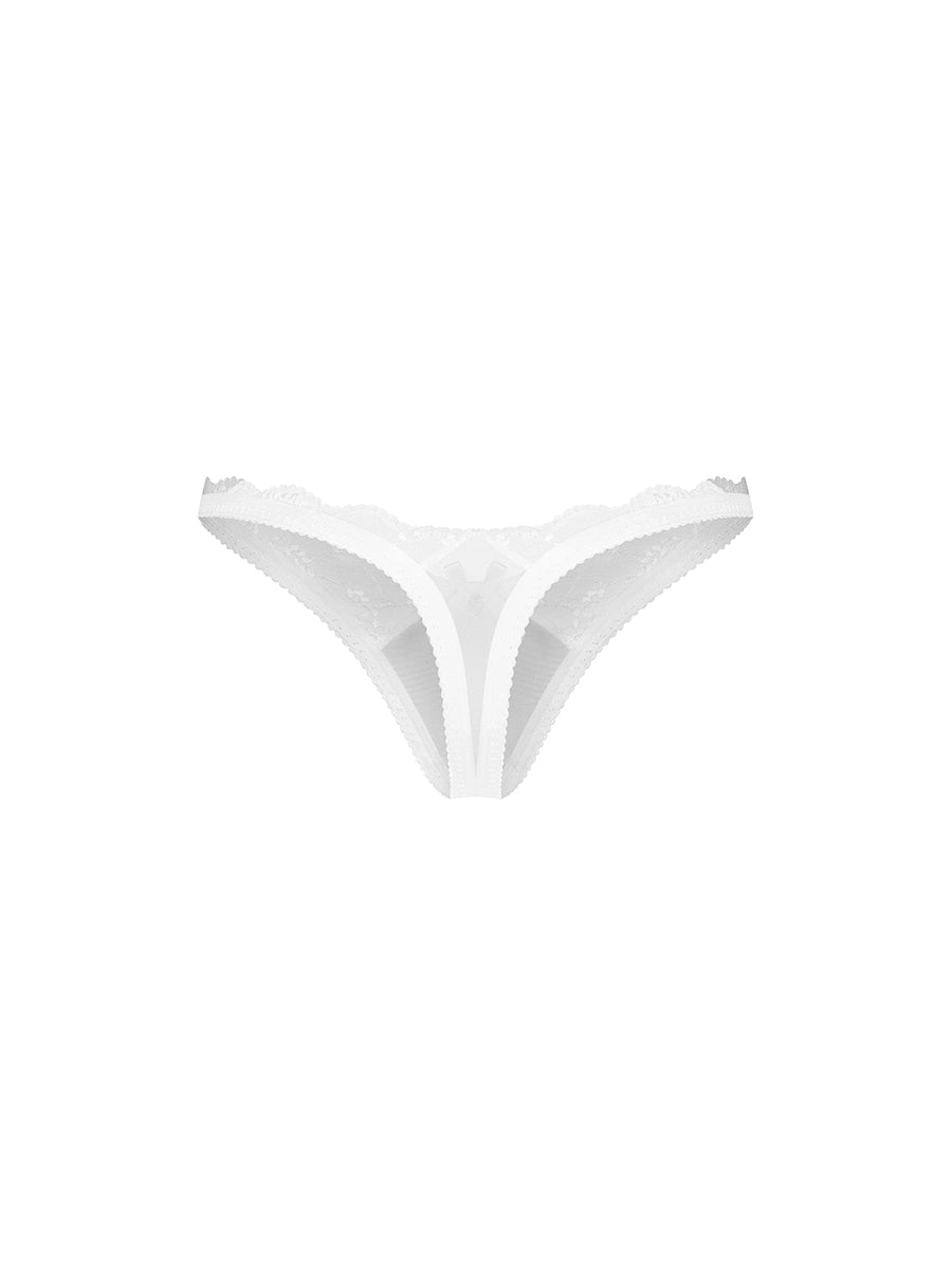 Obsessive Weddya white bridal lace lingerie set with interchangeable thongs_07