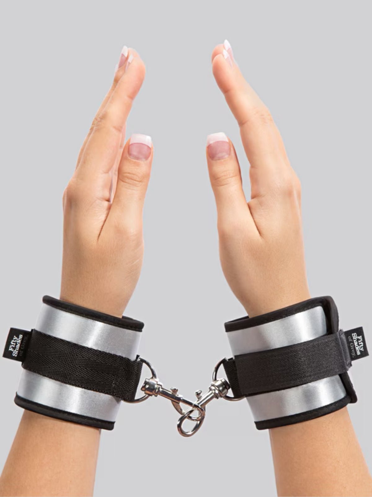 Fifty Shades of Grey Totally His soft velcro restraint cuffs featuring secure D-rings and adjustable straps.