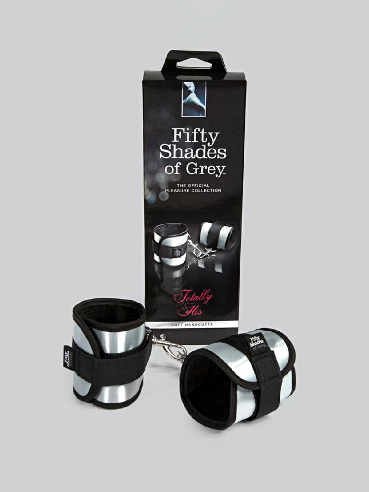 Fifty Shades of Grey Totally His soft velcro restraint cuffs featuring secure D-rings and adjustable straps.