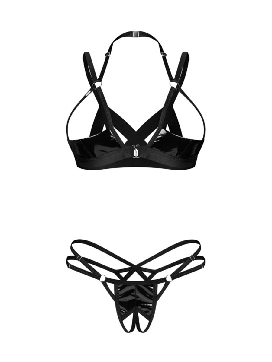 Keira Lise Open Cup & Crotchless Lingerie Set