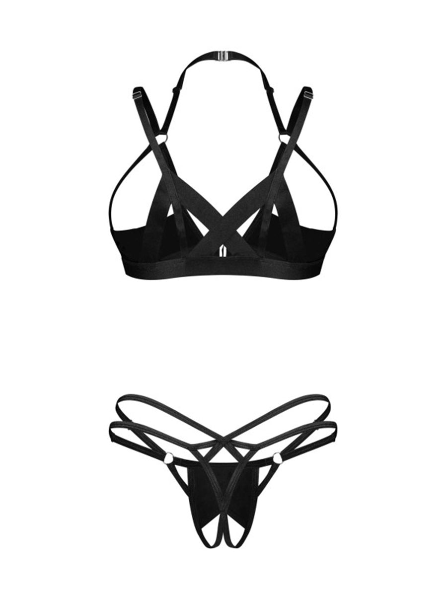 Keira Lise Open Cup & Crotchless Lingerie Set