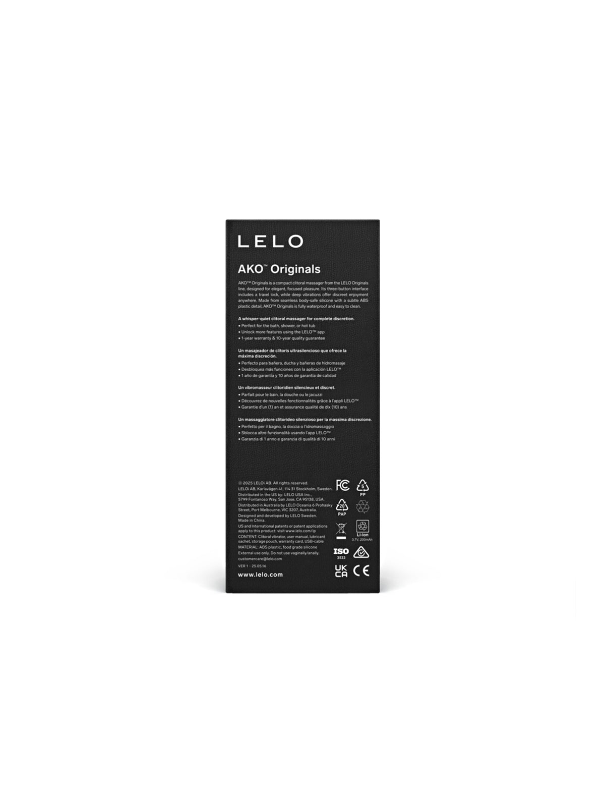 LELO AKO Originals compact clitoral massager featuring whisper-quiet vibrations and elegant design.