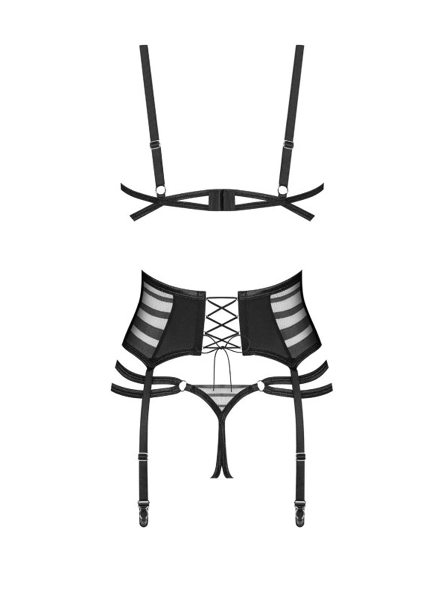 Lune Bellis 3 Pieces Open Mesh Set Set - Black