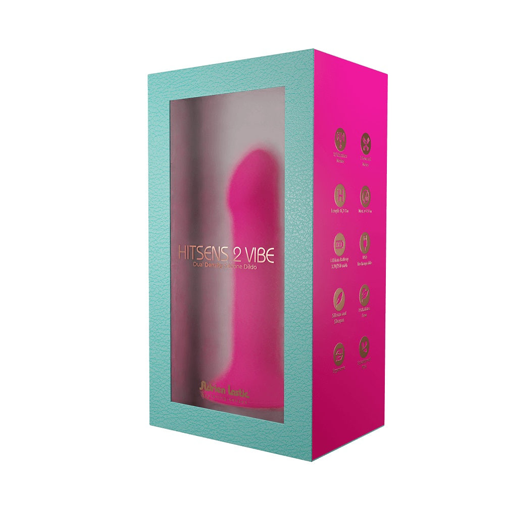 Hitsens 2 Pink Motor Vibrating Suction Cup Silicone Dildo 6.5 Inch