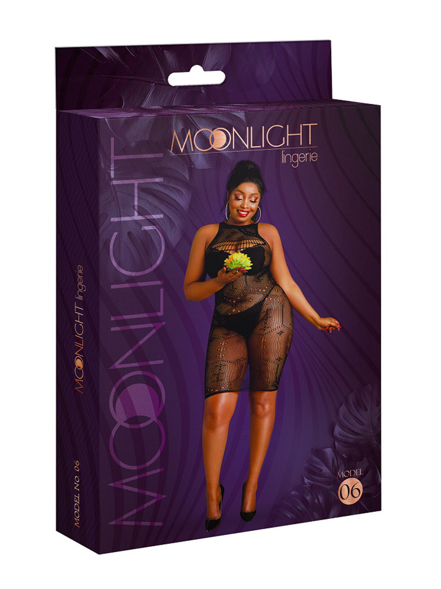 Black Pattern Mini Dress Plus Size