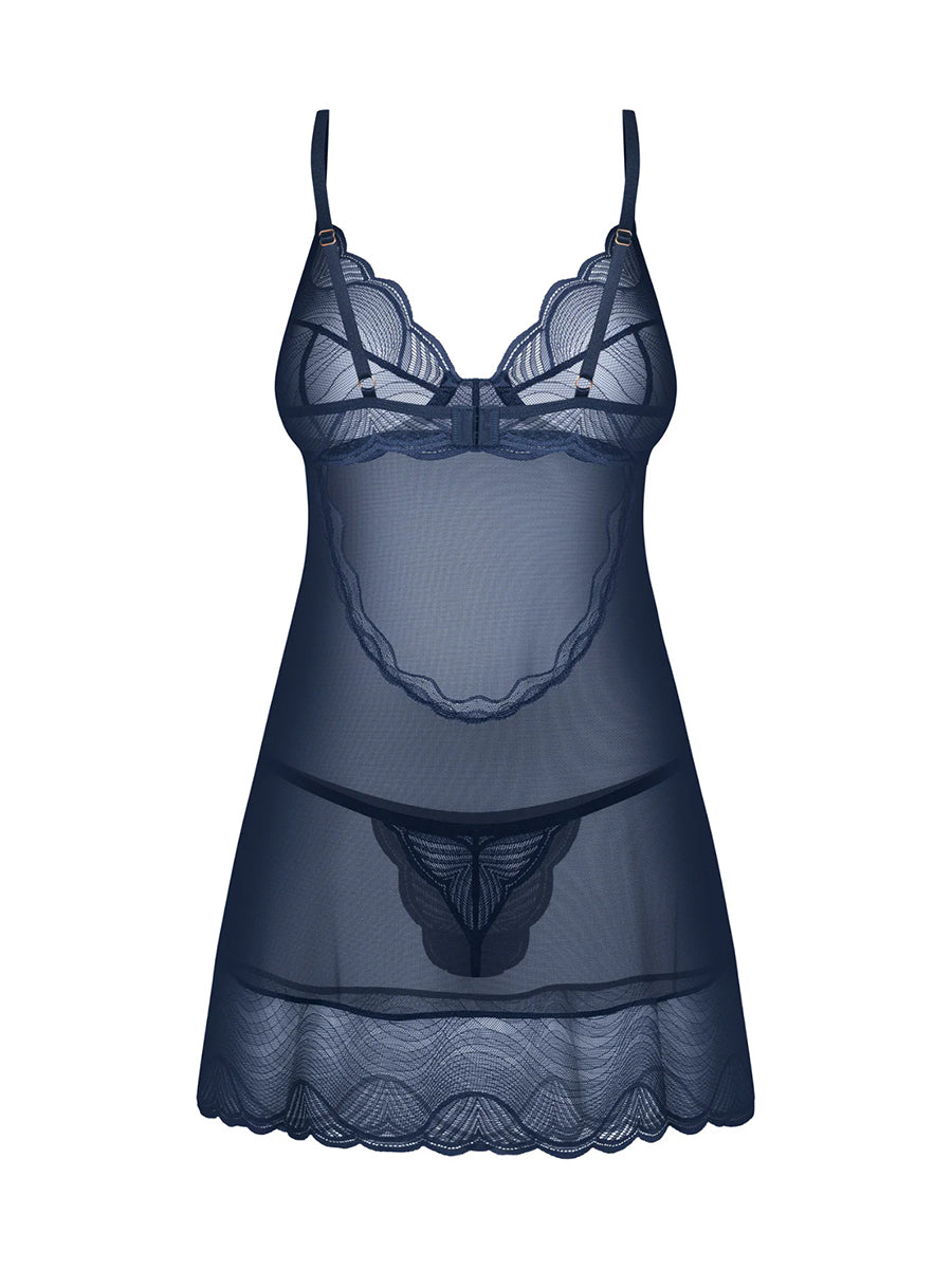 Nightly Blue Chemise and Thong