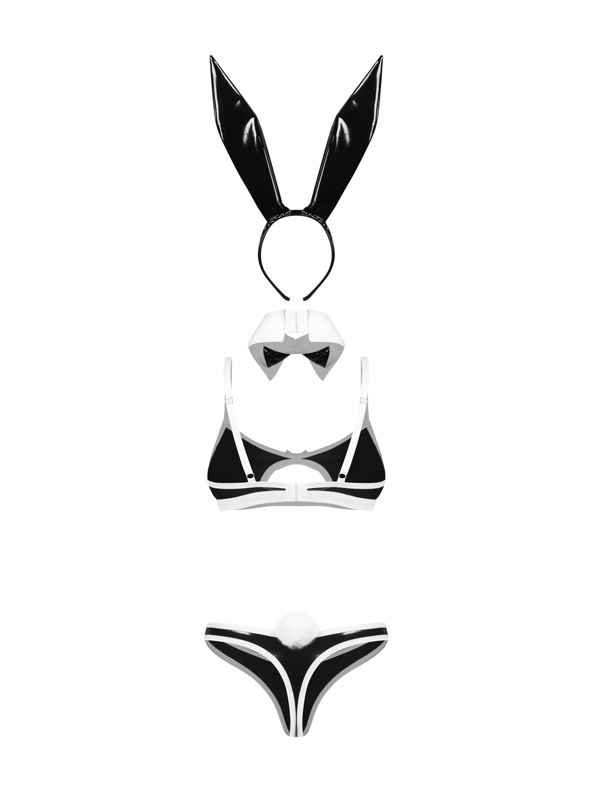 Embrace your dark alter ego this Halloween with the Obsessive Night Bunny costume. A sophisticated 4-piece leather-look set for unforgettable midnight rituals.