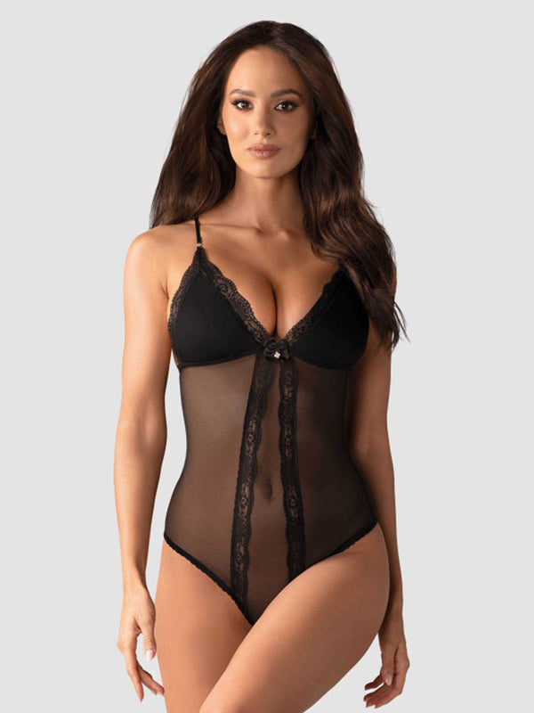 Obsessive Black Enigma Crotchless Teddy