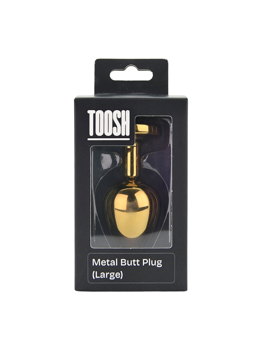 Gold Metal Butt Plug Large Red Stone