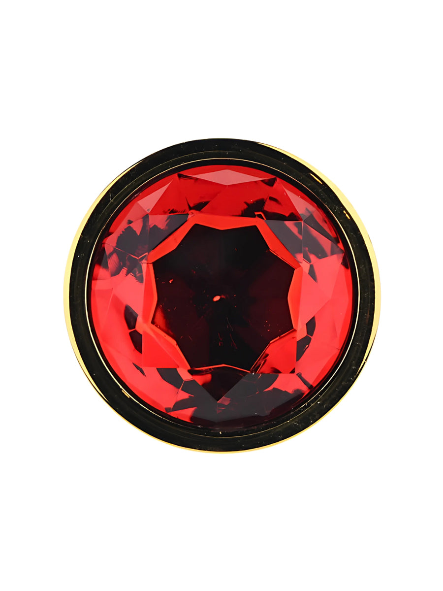 Gold Metal Butt Plug Large Red Stone