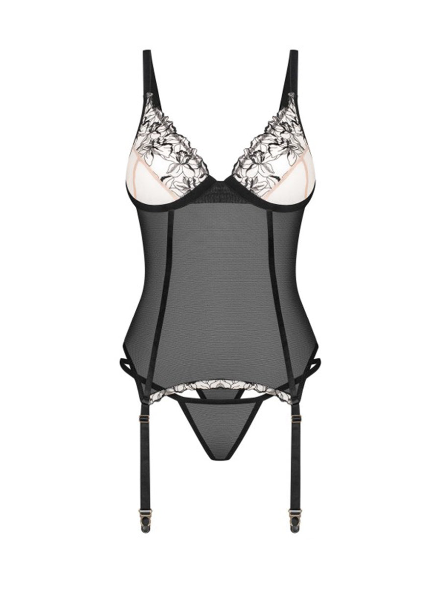 Vila Blanes Corset and Thong - Black